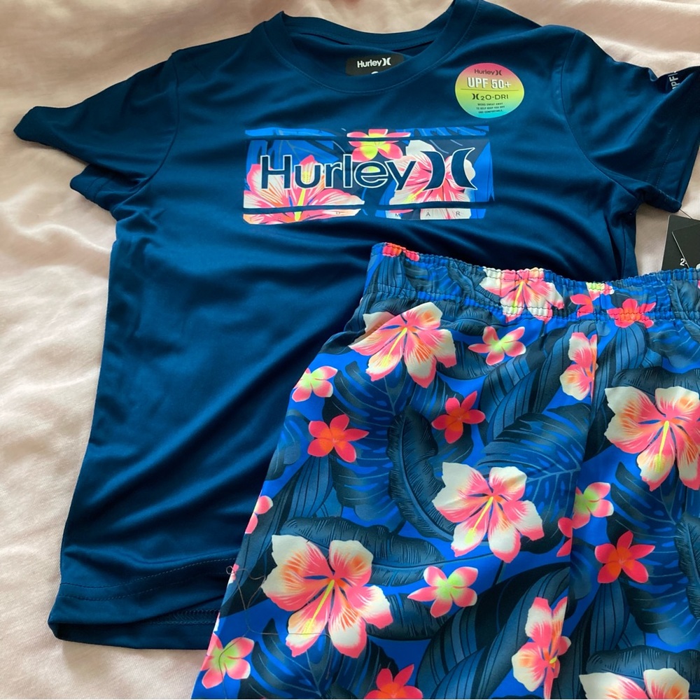 Hurley UPF 50+ Floral Shorts Dri-fit Tee Set 6252 - Picture 9 of 9